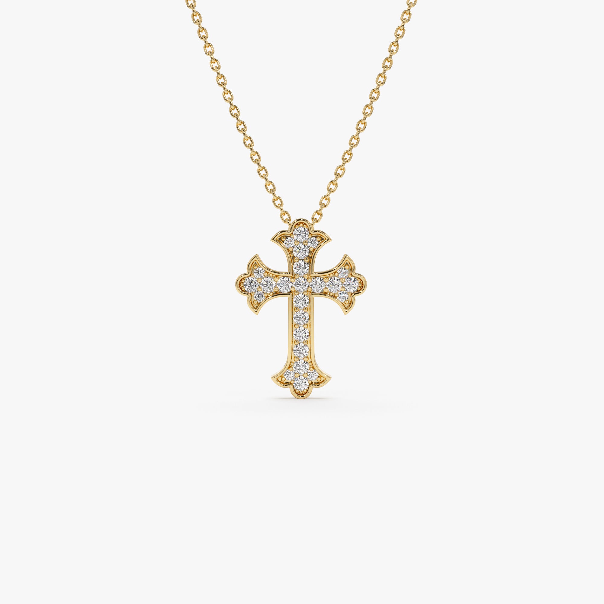 14k Pave Setting Gothic Diamond Cross 14K Gold Ferkos Fine Jewelry