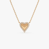 14K Diamond Puffed Heart Love Necklace 14K Rose Gold Ferkos Fine Jewelry