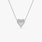 14K Diamond Puffed Heart Love Necklace 14K White Gold Ferkos Fine Jewelry