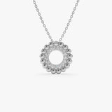 14k Beaded Diamond Circle Necklace 14K White Gold Ferkos Fine Jewelry