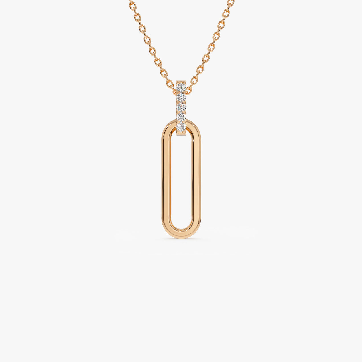 14k Gold Paper Clip Link Pendant Necklace – Ferkos Fine Jewelry