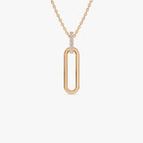 14k Gold Paper Clip Link Pendant Necklace 14K Rose Gold Ferkos Fine Jewelry