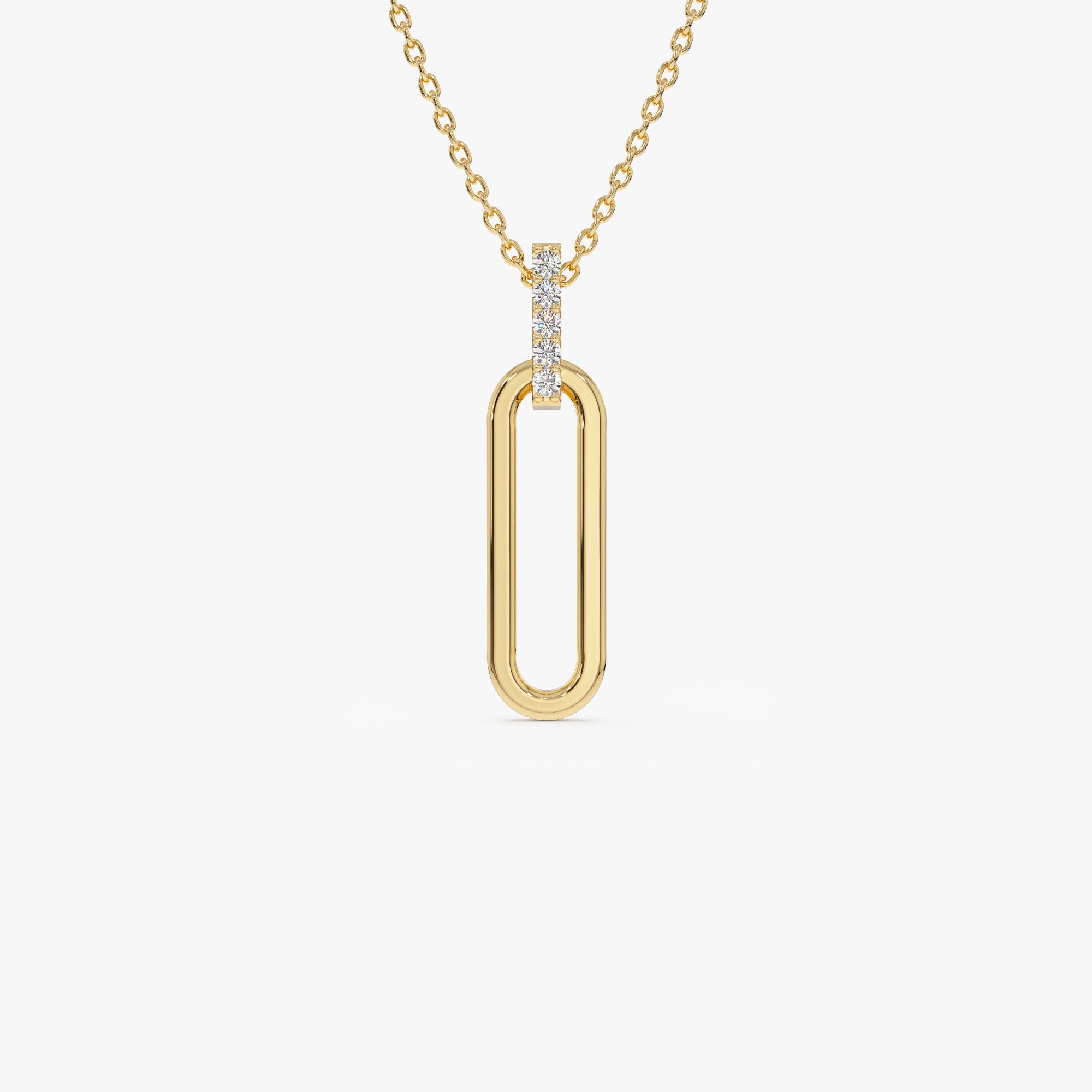 14k Gold Paper Clip Link Pendant Necklace 14K Gold Ferkos Fine Jewelry