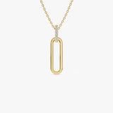 14k Gold Paper Clip Link Pendant Necklace 14K Gold Ferkos Fine Jewelry
