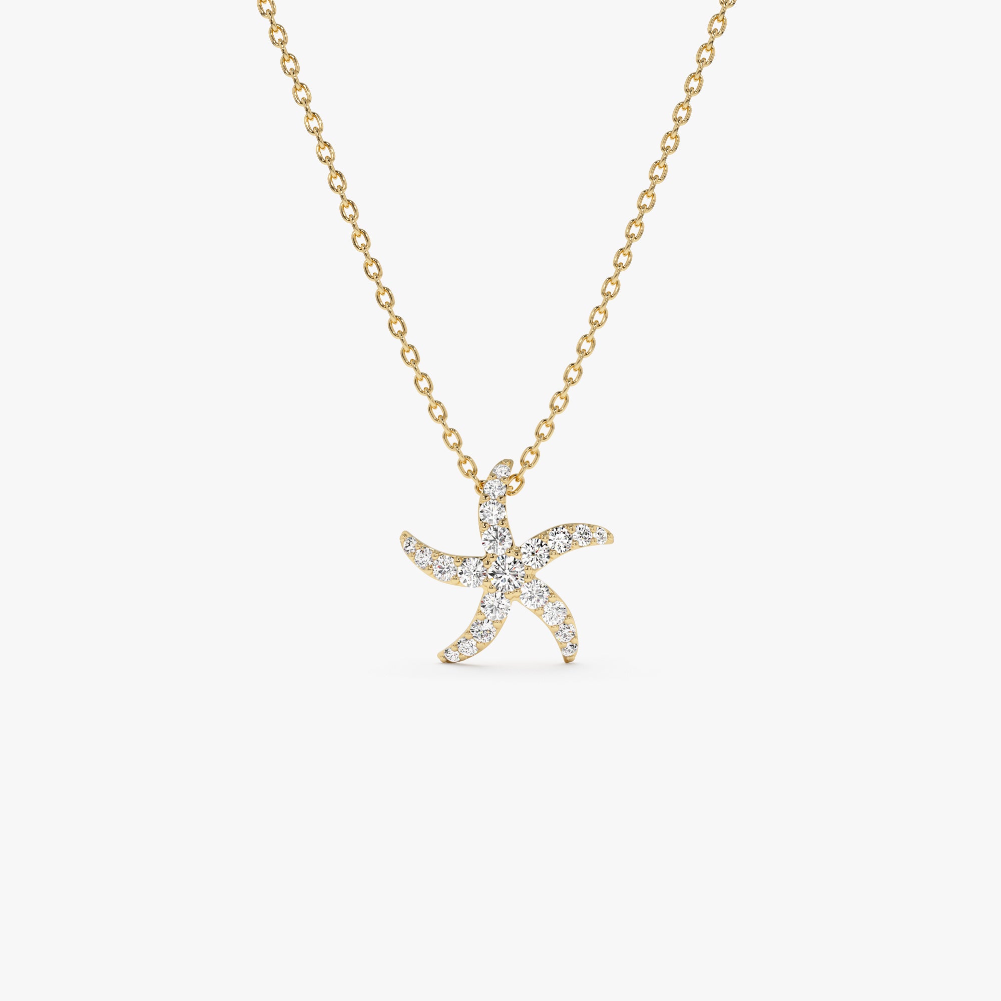 14k Gold Diamond Starfish Charm Pendant 14K Gold Ferkos Fine Jewelry