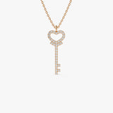 14k Diamond Heart-Key Pendant Necklace 14K Rose Gold Ferkos Fine Jewelry