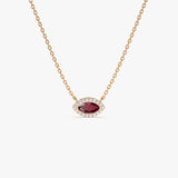 14k Marquise Ruby with Halo Diamond Setting 14K Rose Gold Ferkos Fine Jewelry