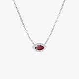 14k Marquise Ruby with Halo Diamond Setting 14K White Gold Ferkos Fine Jewelry