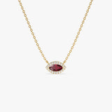 14k Marquise Ruby with Halo Diamond Setting 14K Gold Ferkos Fine Jewelry