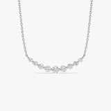 14K Shared Prong Curved Diamond Necklace 14K White Gold Ferkos Fine Jewelry