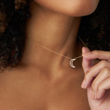 14K Diamond Moon Outline Necklace  Ferkos Fine Jewelry