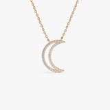 14K Diamond Moon Outline Necklace 14K Rose Gold Ferkos Fine Jewelry