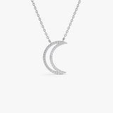 14K Diamond Moon Outline Necklace 14K White Gold Ferkos Fine Jewelry
