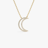 14K Diamond Moon Outline Necklace 14K Gold Ferkos Fine Jewelry
