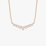 14k V Prong Chevron Diamond Necklace 14K Rose Gold Ferkos Fine Jewelry