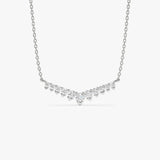 14k V Prong Chevron Diamond Necklace 14K White Gold Ferkos Fine Jewelry