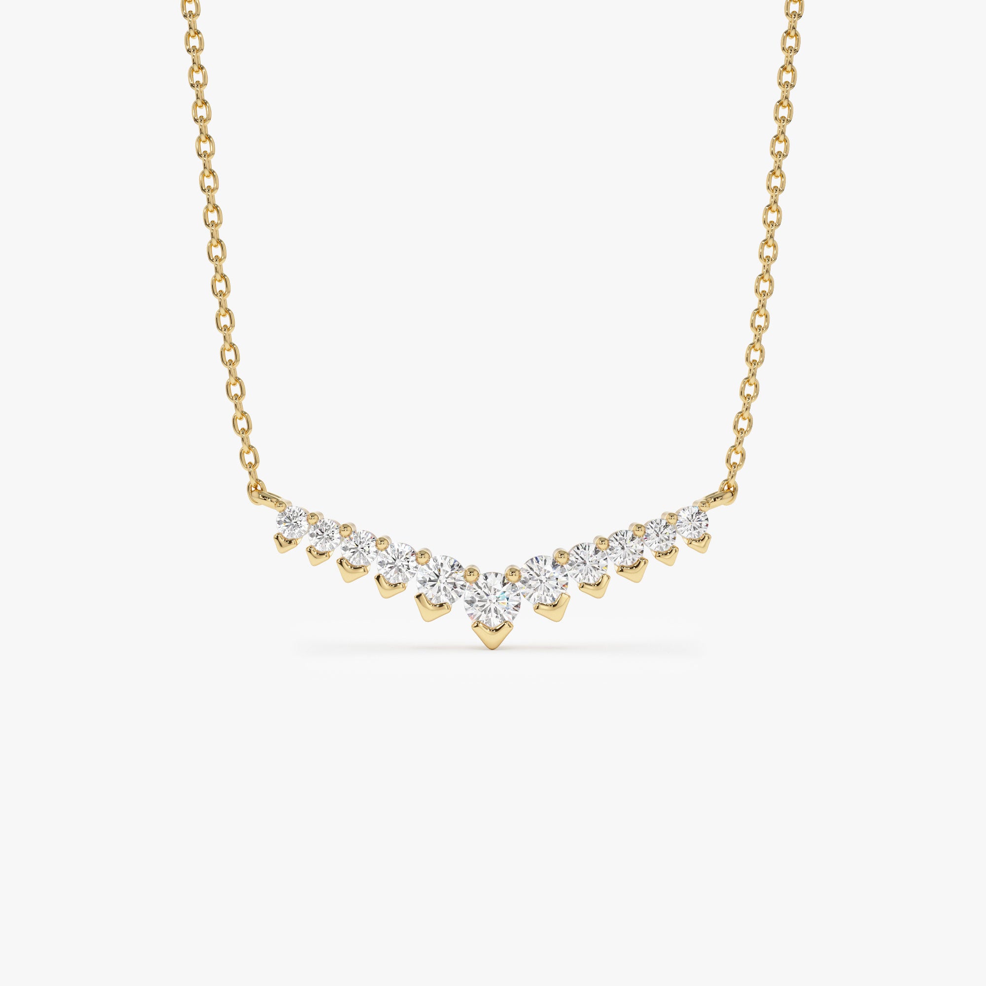 14k V Prong Chevron Diamond Necklace 14K Gold Ferkos Fine Jewelry