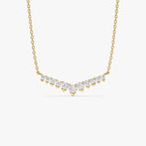 14k V Prong Chevron Diamond Necklace 14K Gold Ferkos Fine Jewelry