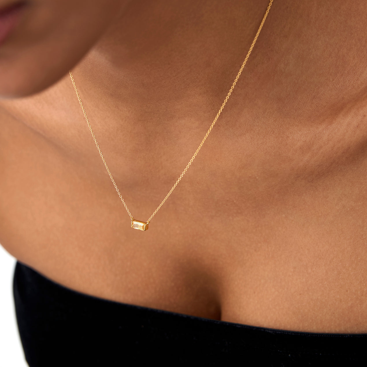 Simple Tiny 14k Gold Citrine Necklace - Dainty Birthstone Necklace - Simple Fine Solid 14k Gold good Birthstone Choker Necklace Gift for Her