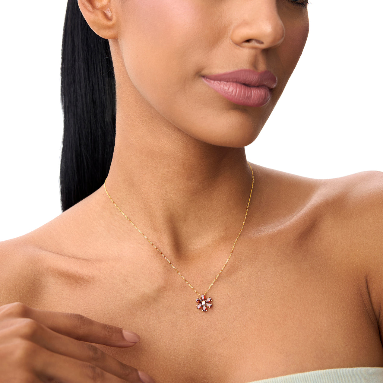 14K Gold Garnet Flower Necklace – Ferkos Fine Jewelry