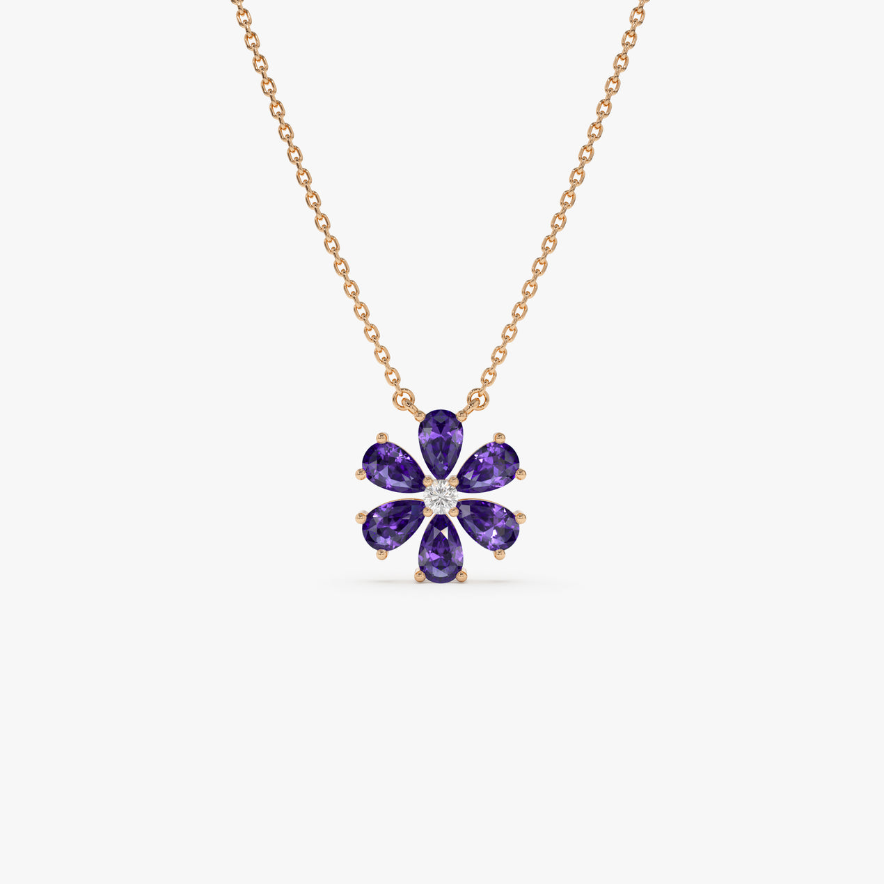 14K Gold Amethyst Flower Necklace – Ferkos Fine Jewelry