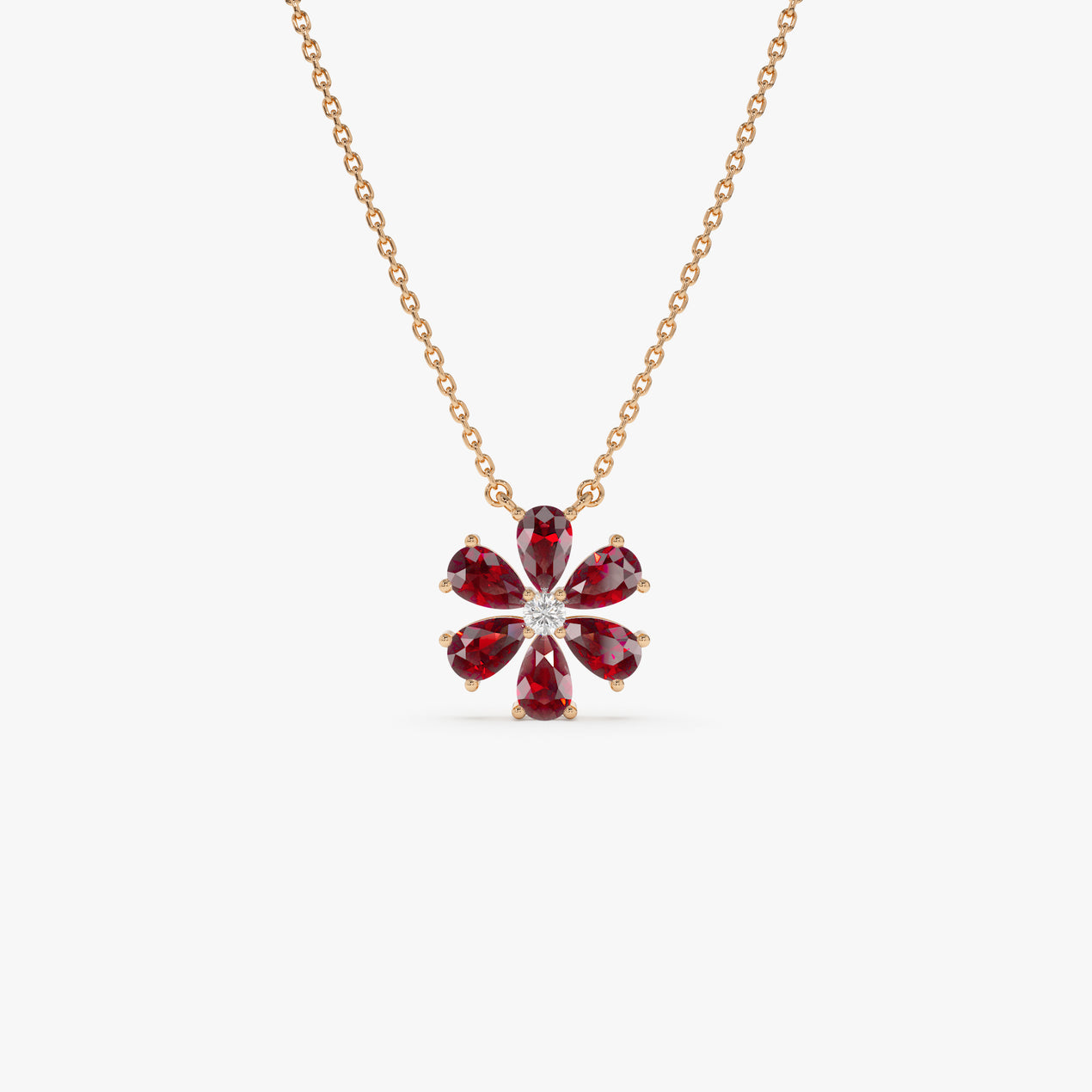 14K Gold Garnet Flower Necklace – Ferkos Fine Jewelry