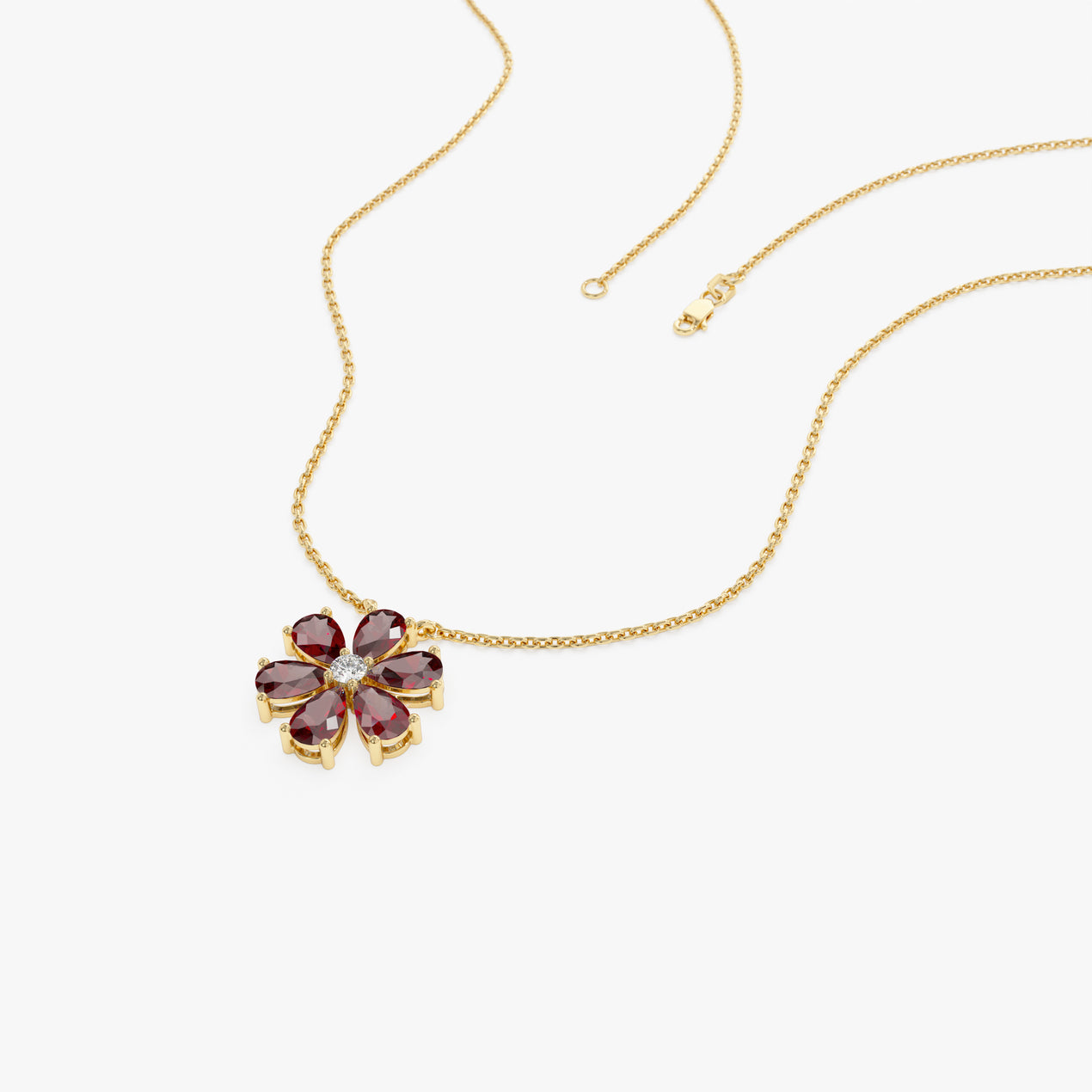 14K Gold Garnet Flower Necklace – Ferkos Fine Jewelry