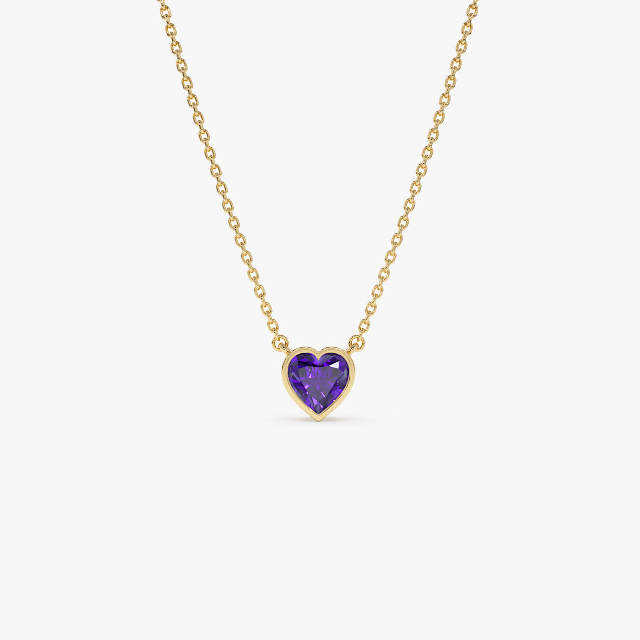 Necklace14K Gold Necklace with 14K gold discount Heart shaped Amethyst Pendent