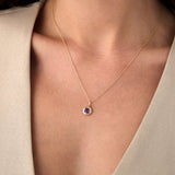 14K Prong Setting Round Amethyst Charm Necklace Ferkos Fine Jewelry