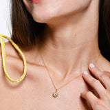 14K Prong Setting Round Citrine Charm Necklace Ferkos Fine Jewelry