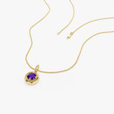14K Prong Setting Round Amethyst Charm Necklace Ferkos Fine Jewelry