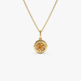 14K Prong Setting Round Citrine Charm Necklace 14k Gold Ferkos Fine Jewelry