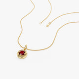 14K Prong Setting Round Garnet Charm Necklace 14k Gold Ferkos Fine Jewelry