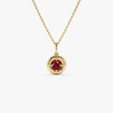14K Prong Setting Round Garnet Charm Necklace Ferkos Fine Jewelry
