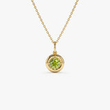 14K Prong Setting Round Peridot Charm Necklace 14k Gold Ferkos Fine Jewelry