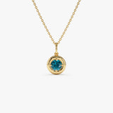 14K Prong Setting Round London Blue Charm Necklace 14k Gold Ferkos Fine Jewelry