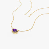 14K Prong Setting Oval Shaped Amethyst Necklace Ferkos Fine Jewelry