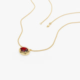 14K Prong Setting Oval Shaped Garnet Necklace Ferkos Fine Jewelry