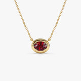 14K Prong Setting Oval Shaped Garnet Necklace 14k Gold Ferkos Fine Jewelry