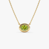 14K Prong Setting Oval Shaped Peridot Necklace 14k Gold Ferkos Fine Jewelry