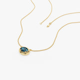 14K Prong Setting Oval Shaped London Blue Topaz Necklace Ferkos Fine Jewelry
