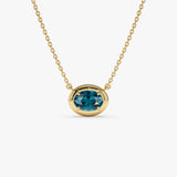 14K Prong Setting Oval Shaped London Blue Topaz Necklace 14k Gold Ferkos Fine Jewelry
