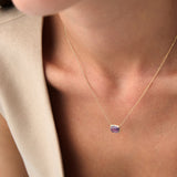 14K Prong Setting Emerald Cut Amethyst Necklace Ferkos Fine Jewelry