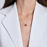 14K Prong Setting Emerald Cut London Blue Topaz Necklace Ferkos Fine Jewelry