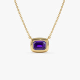14K Prong Setting Emerald Cut Amethyst Necklace 14k Gold Ferkos Fine Jewelry