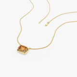 14K Prong Setting Emerald Cut Citrine Necklace Ferkos Fine Jewelry