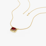 14K Prong Setting Emerald Cut Garnet Necklace Ferkos Fine Jewelry
