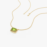 14K Prong Setting Emerald Cut Peridot Necklace Ferkos Fine Jewelry