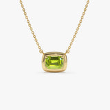 14K Prong Setting Emerald Cut Peridot Necklace 14k Gold Ferkos Fine Jewelry