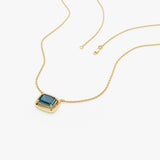 14K Prong Setting Emerald Cut London Blue Topaz Necklace Ferkos Fine Jewelry
